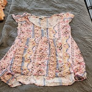 Show me your mumu Floral Striped Blouse in Pink